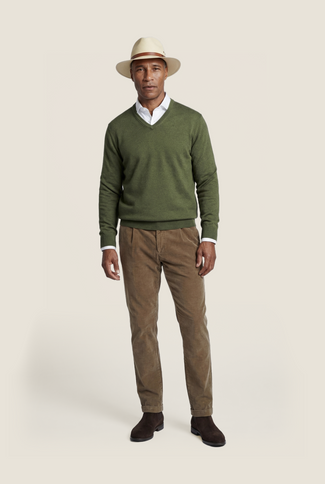 Sweater V-Neck Cotton/Cashmere | Green Sweater V-Neck Cotton/Cashmere | Green