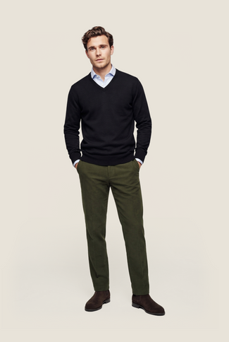 Sweater V-Neck Cotton/Cashmere | Navy Blue Sweater V-Neck Cotton/Cashmere | Navy Blue