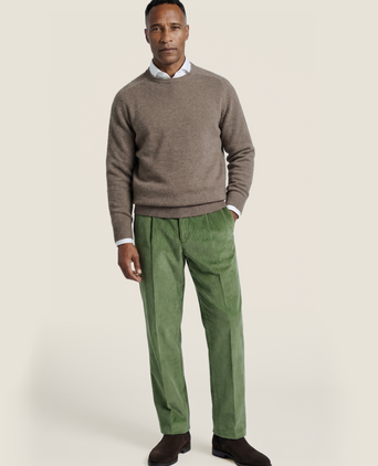 Pullover Lambswool round neck | Brown