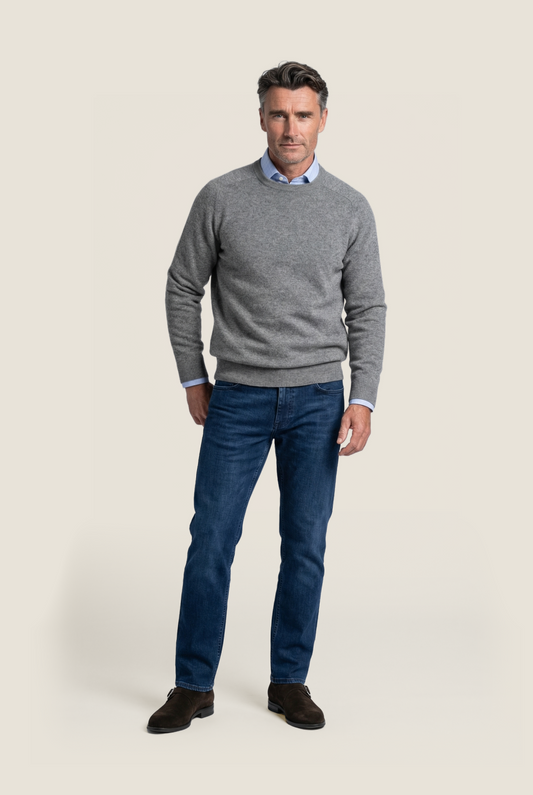 Pullover Lambswool round neck | Grey