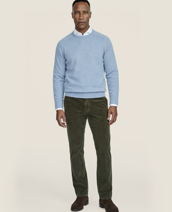 Lambswool round neck sweater | Blue