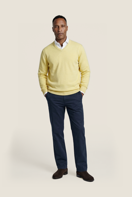 Cotton v-neck sweater | Yellow