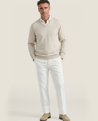 Cotton v-neck sweater | Brown