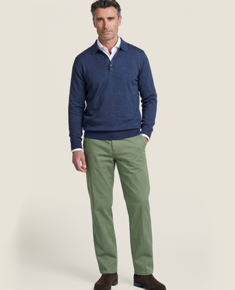 Pullover polo merino wool | Blue