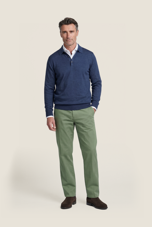 Pullover polo merino wool | Blue