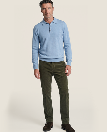 Pullover polo merino wol | Licht Blauw