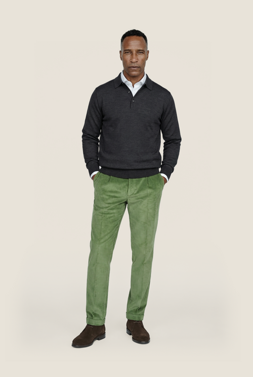 Pullover polo merino wool | Charcoal