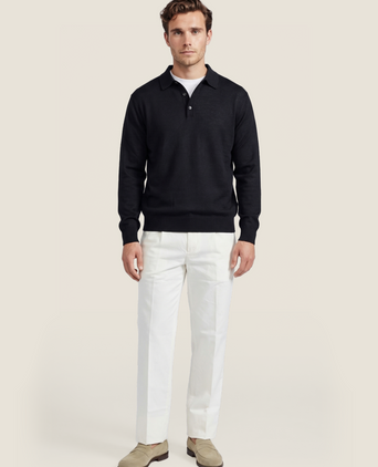 Pullover polo merino wool | Navy