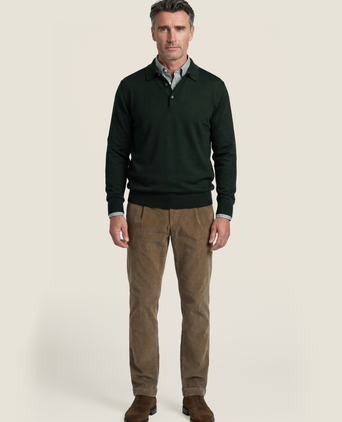 Pullover polo merino wool | Green