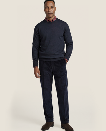 Merino wool round neck sweater | Blue-grey