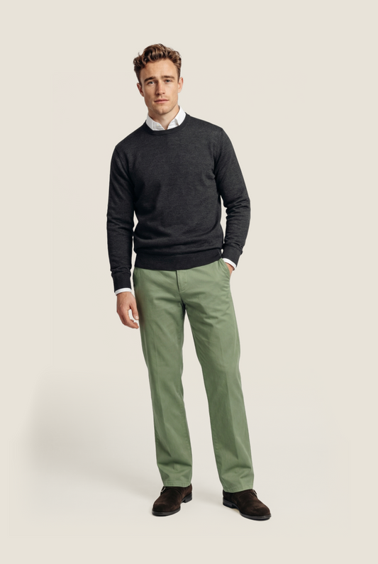 Merino wool round neck sweater | Charcoal