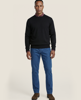 Merino wool round neck sweater | Black