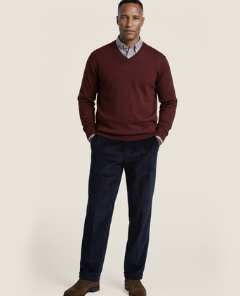 Pullover merino wool v-neck | Bordeaux