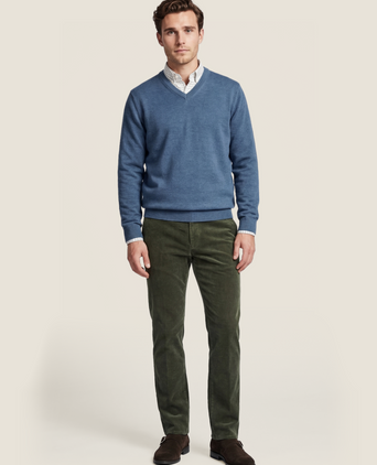 Pullover merino wool v-neck | Blue Mix