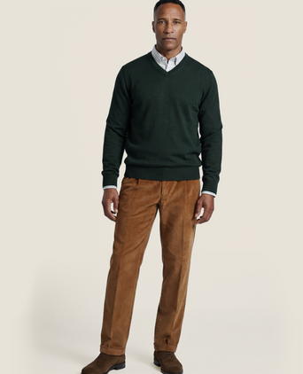 Merino wool v-neck sweater | Green