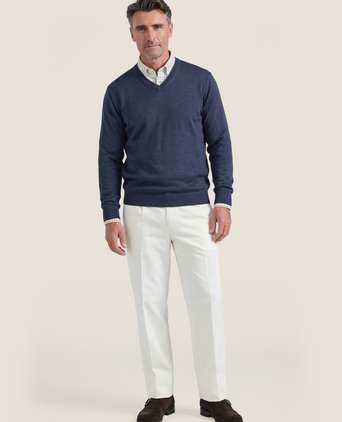 Pullover merino wool v-neck | Light Indigo