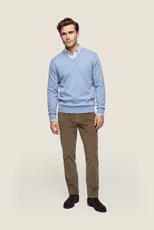 Merino wool v-neck sweater | Light Blue