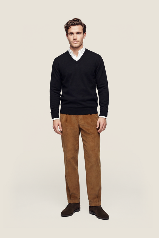 Pullover merino wool v-neck | Navy