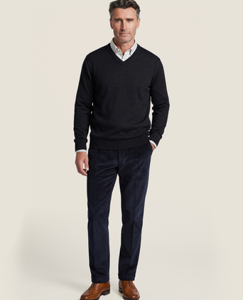 Merino wool v-neck sweater | Blue-grey