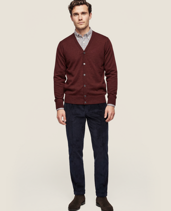 Knoop Vest fijn Merinowol | Bordeaux