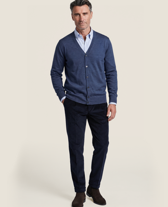 Knoop Vest fijn Merinowol | Light Indigo