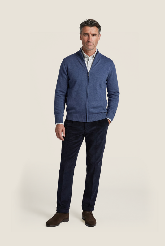 Merino Zip Vest | Blue