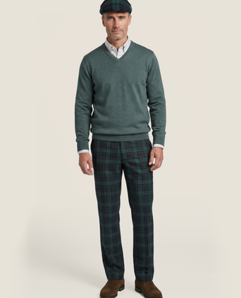 Sweater V-Neck Cotton/Cashmere | Green