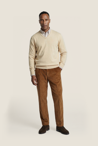 Pullover V-Neck Cotton/Cashmere | Beige Pullover V-Neck Cotton/Cashmere | Beige