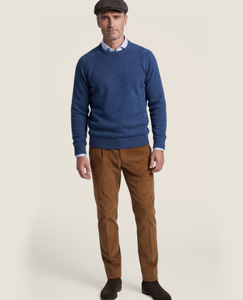 Pullover Lambswool round neck | Blue