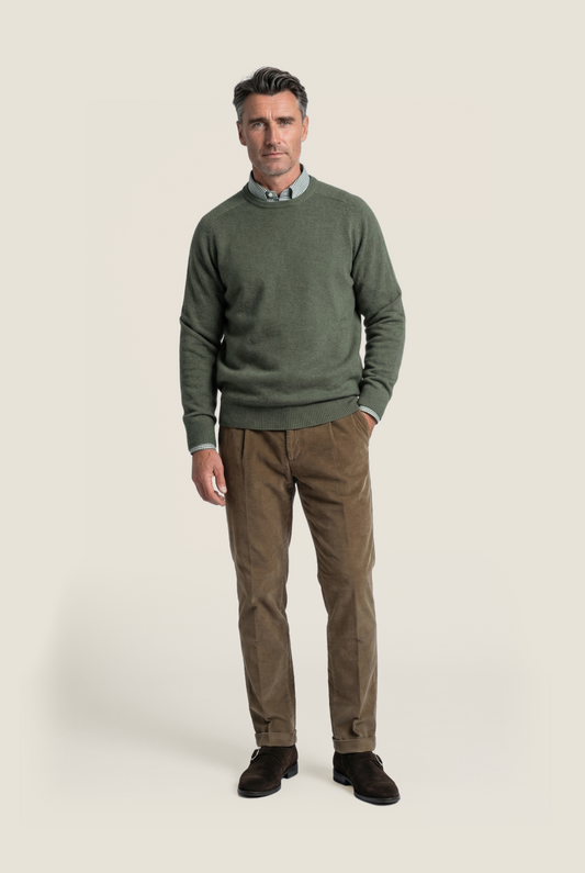 Pullover Lambswool round neck | Green