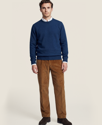 Merino wool round neck sweater | Blue