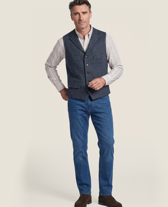 Harris Tweed Gilet | Blue