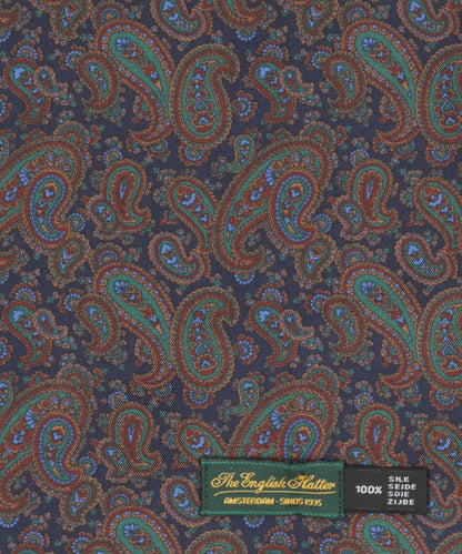 Zijden Wollen Sjaal | Navy Paisley Klein
