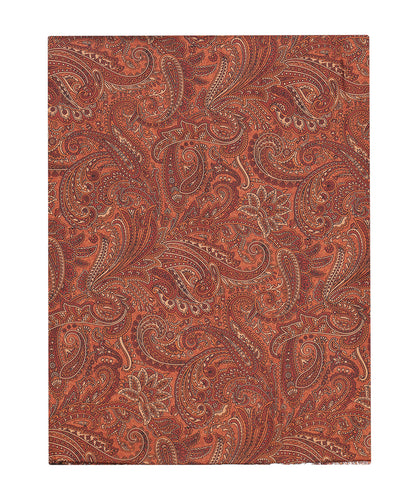 Zijden Wollen Sjaal | Oranje Paisley Groot