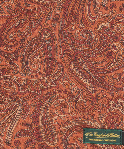 Zijden Wollen Sjaal | Oranje Paisley Groot