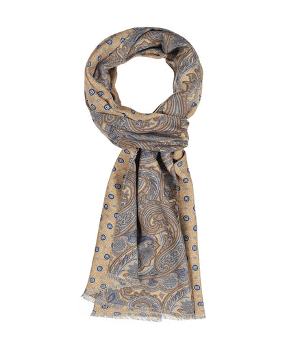 Zijden Sjaal | Zand Paisley Print