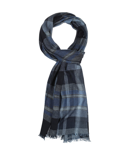 Katoen Viscose Sjaal | Blauw Navy Multi