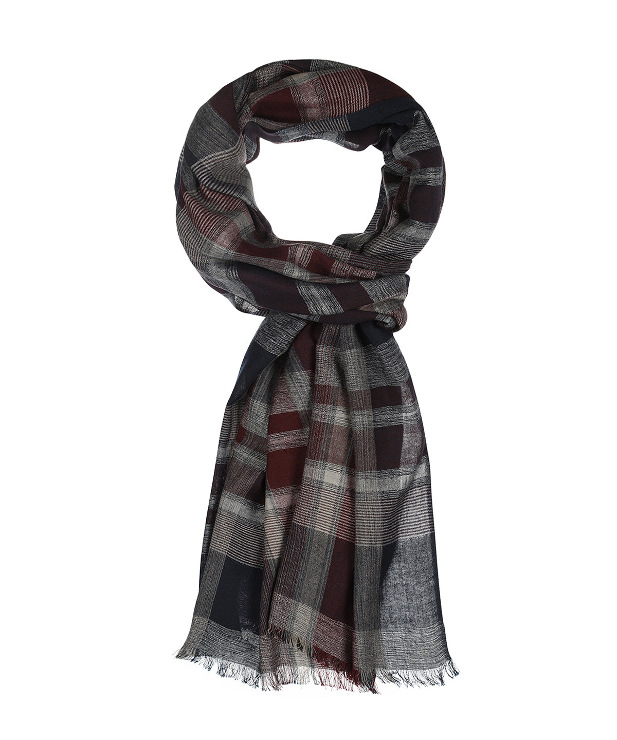 Katoen Viscose Sjaal | Rood Navy Multi