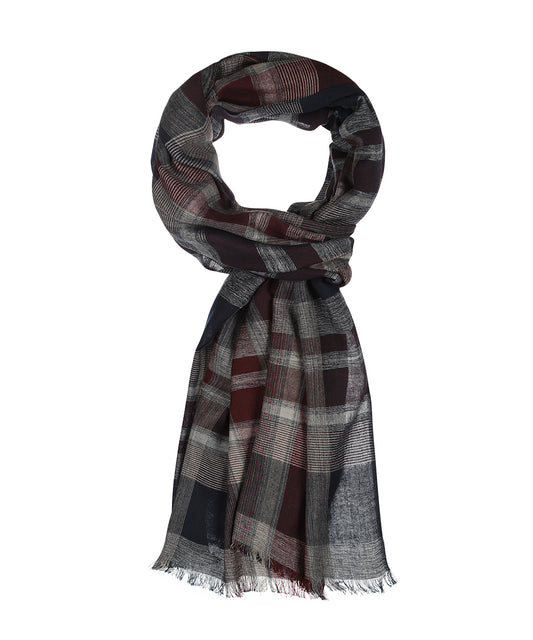 Baumwoll-Viskose-Schal | Rot Navy Multi