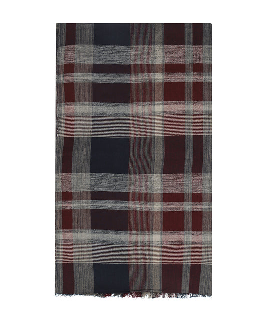 Baumwoll-Viskose-Schal | Rot Navy Multi