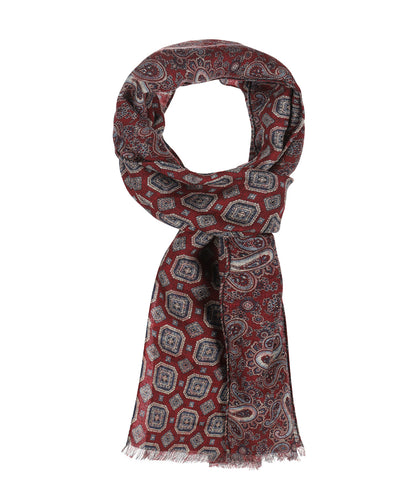 100% Wollen Sjaal | Bordeaux Navy Design
