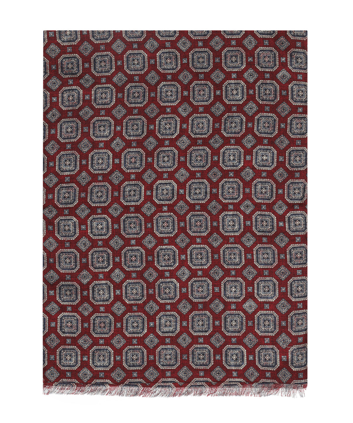 100% Wollen Sjaal | Bordeaux Navy Design