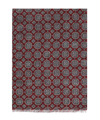100% Wollen Sjaal | Bordeaux Navy Design