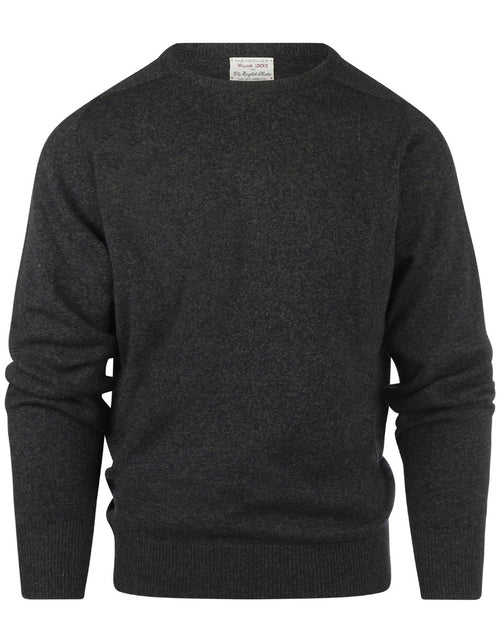 William Lockie Ronde Hals Lamswol Pullover | Navy/Seaweed
