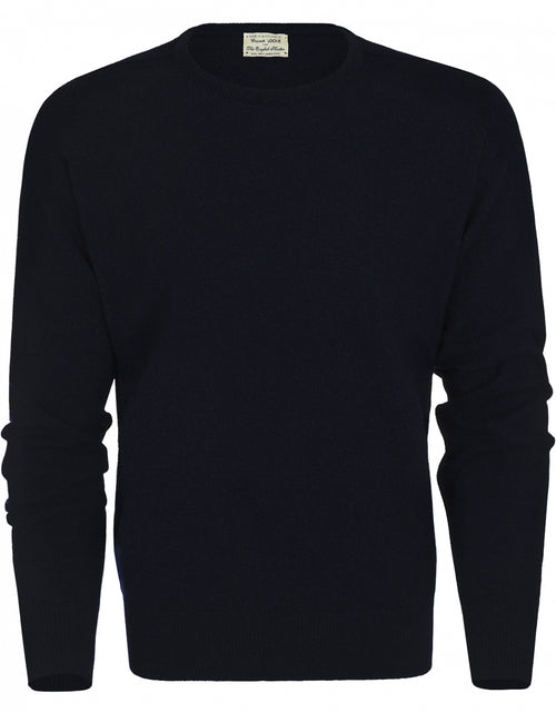 William Lockie Ronde Hals Lamswol Pullover | Navy