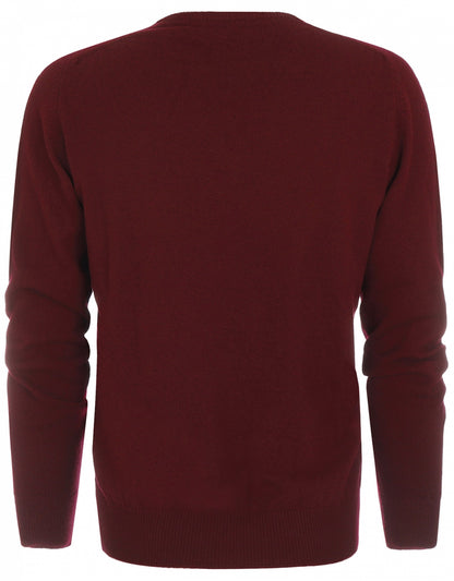 William Lockie Round Neck Lambswool Pullover | Bordeaux