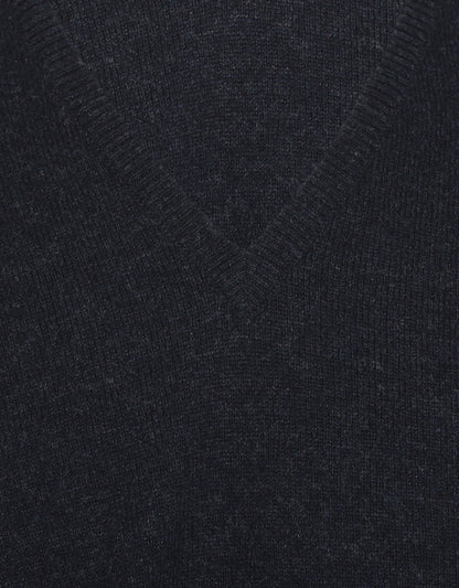 William Lockie V-neck Lambswool Pullover | Oxford Blue