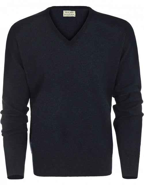 William Lockie V-hals Lamswol Pullover | Oxford Blue