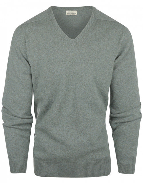 William Lockie V-hals Lamswol Pullover | Caspian/Landscape