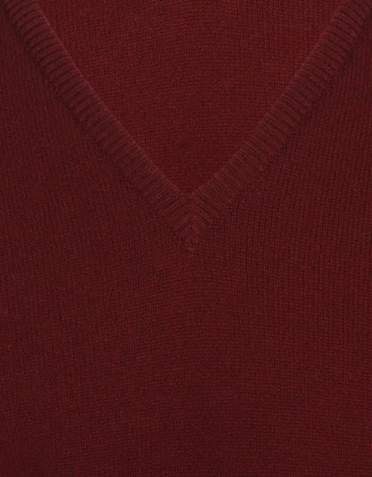 William Lockie V-neck Lambswool Pullover | Bordeaux